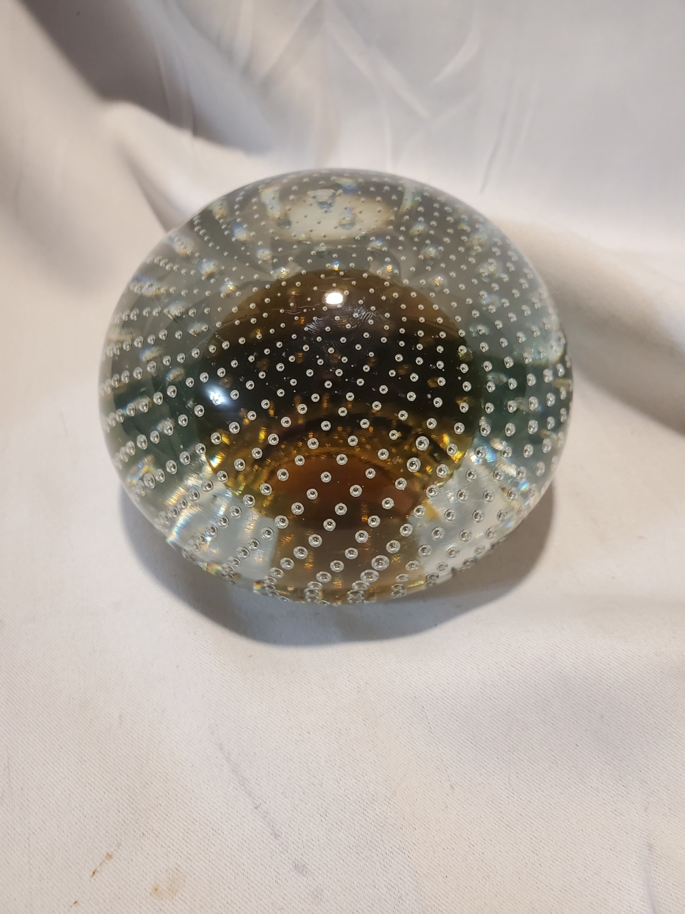 Magnum 5.5" Vintage Murano Galliano Ferro Bullicante Art Glass Paperweight